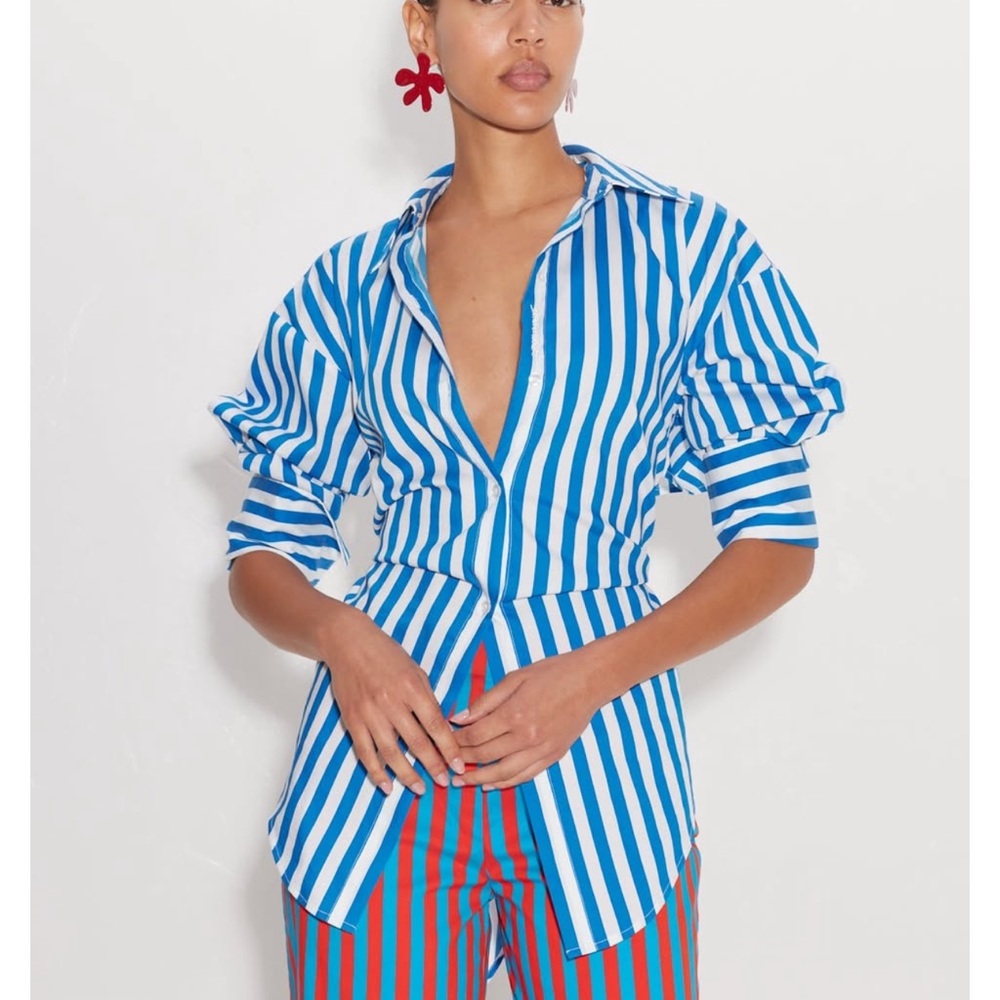 Simon Miller Blue and White Striped Blouse